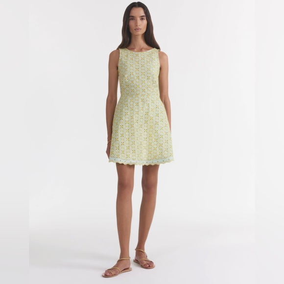 NWT SALONI Jesse Broderie Anglaise Cotton Mini Dress In Green size 2 - Picture 1 of 4